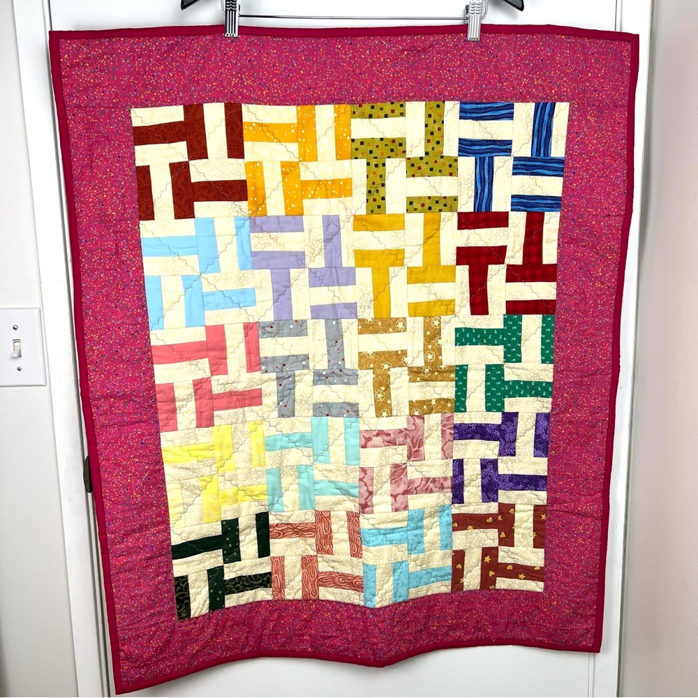 Handmade Quilted Crib Blanket NWT 36” x 30” Multicolor Baby